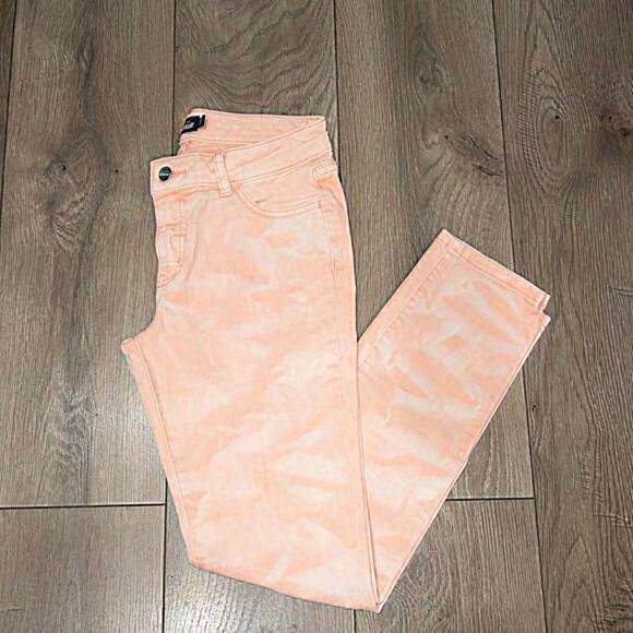 Kate Spade‎ Saturday Coral Watercolor Dyed Skinny Ankle Jeans Size 26 - Picture 1 of 7